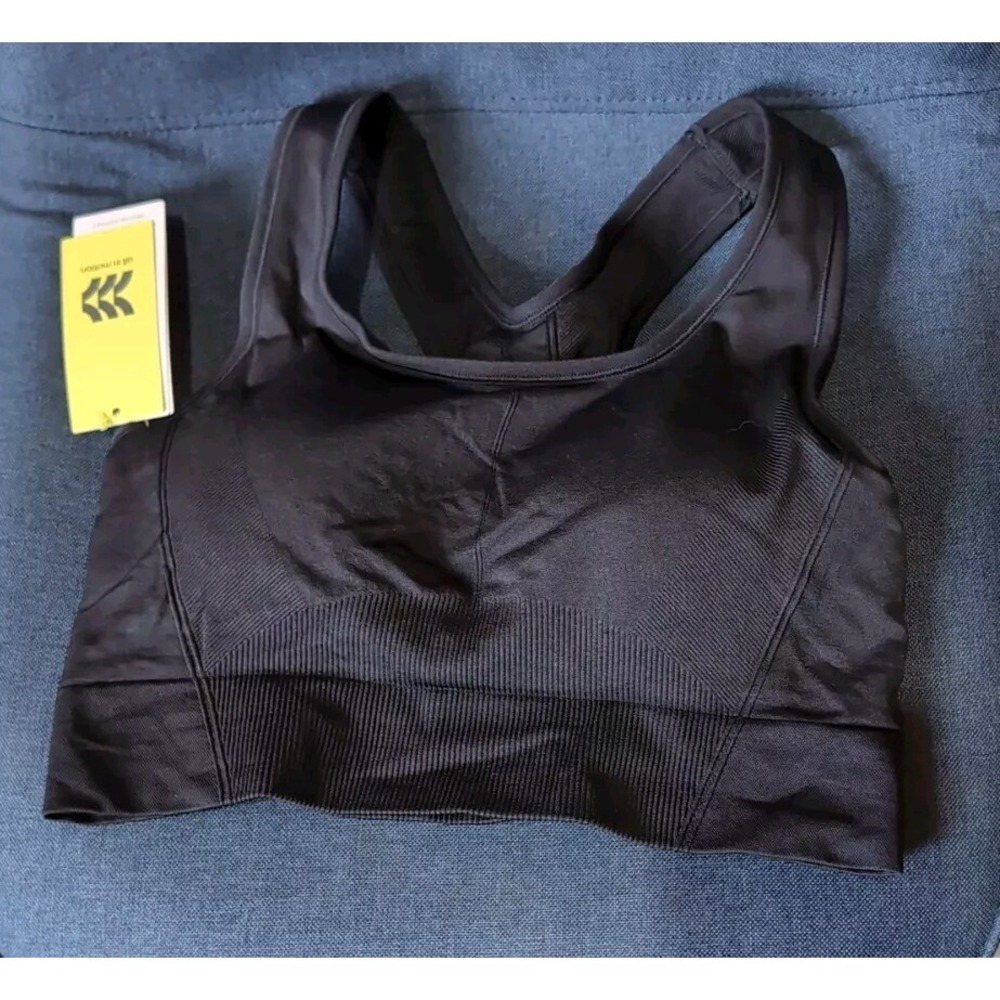 All In Motion Womens Medium Support Seamless Racerback Sports Bra Black 1X NWT